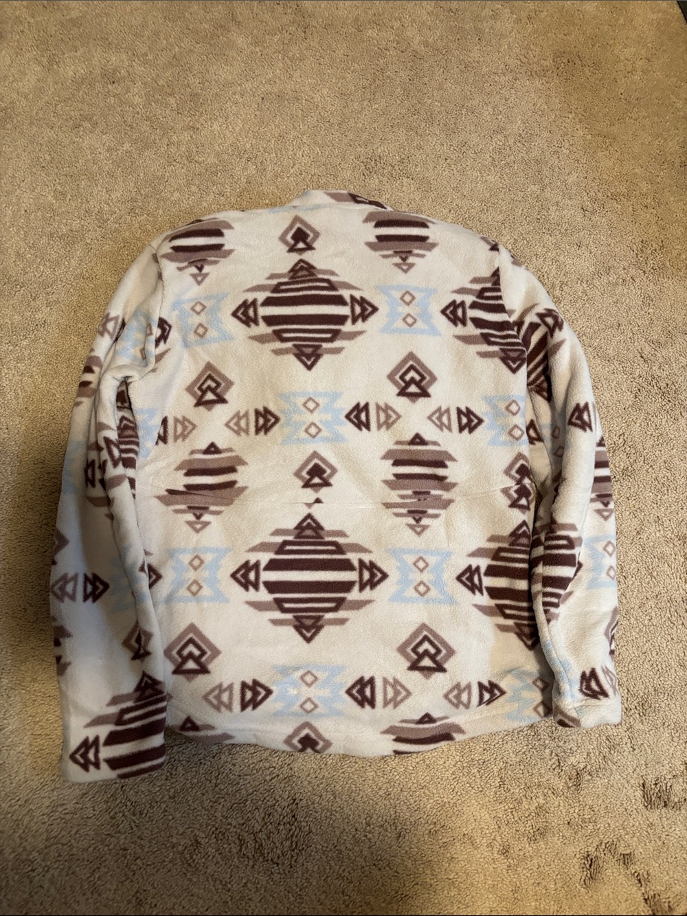 Avalanche Aztec Print Hooded Pullover Sweatshirt - White & Brown - Picture 4 of 4